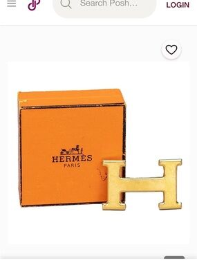 Gold H Logo Belt Buckle - Orange Box